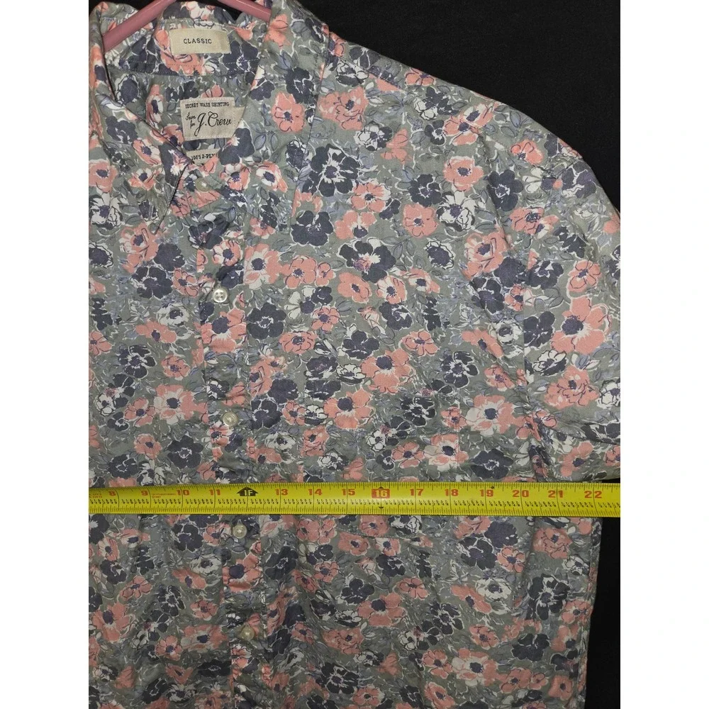 J.Crew Mens Floral Secret Wash Shirt Short Sleeve Button Down Casual‎